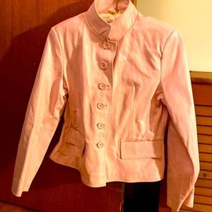 NWT Light Pink button front leather jacket. Front pockets.